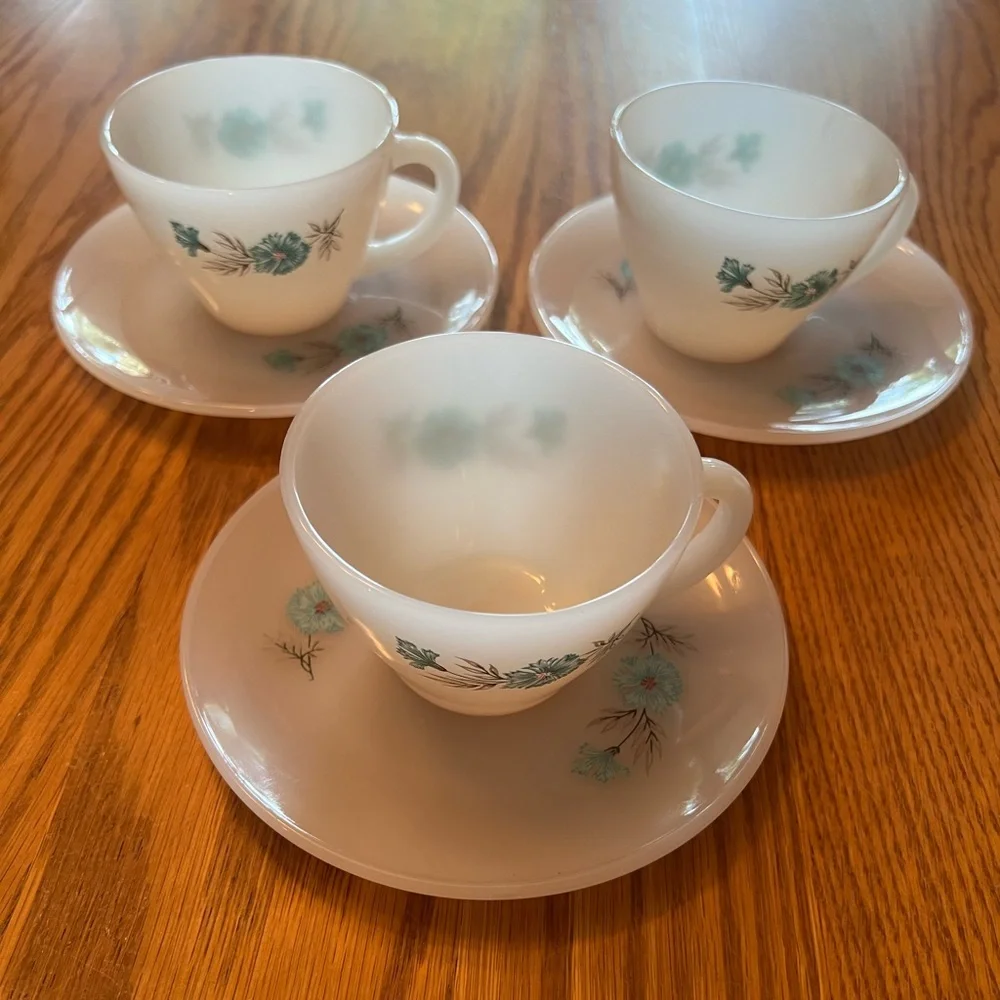 Vintage Fire King Milk Glass Tea Cup and Saucer Set